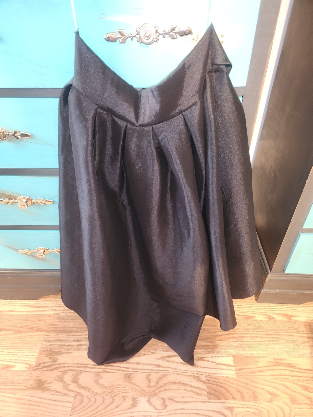 Black Pleated Midi Skirt